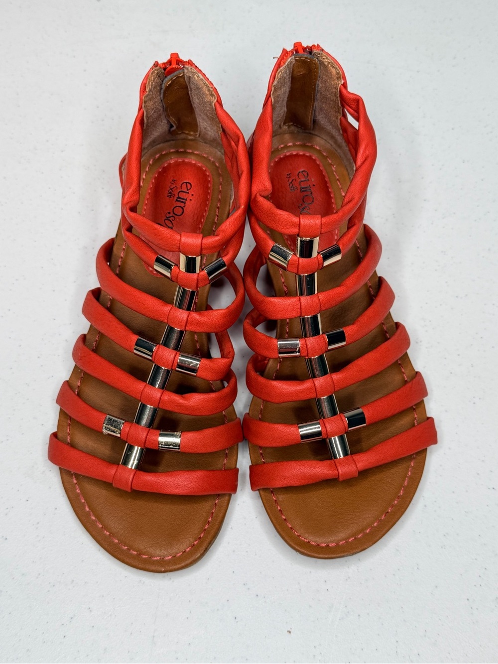 Eurosoft by Sofft Coral Red Gladiator Sandals Size 6.5